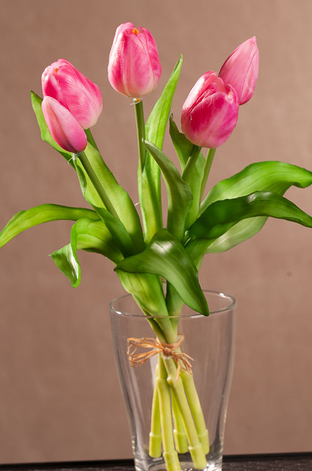 F391-P Tulipány v kytici 30 cm růžové